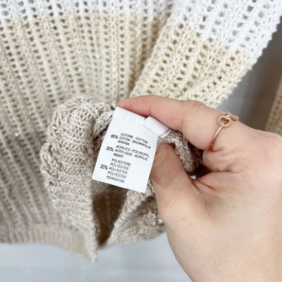 Dismero Made in Italy Open Knit Pullover Sweater Metallic Color Block Size Small - Picture 5 of 8